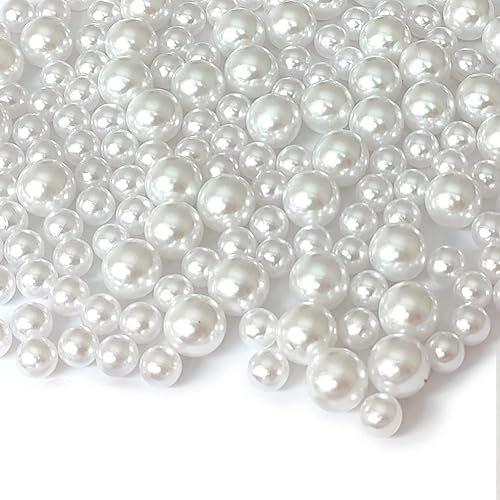 200 cuentas de perlas blancas de 8/0.472 in sueltas espaciadoras sin agujero para relleno de jarrón, boda, fiesta de cumpleaños, decoración del hogar