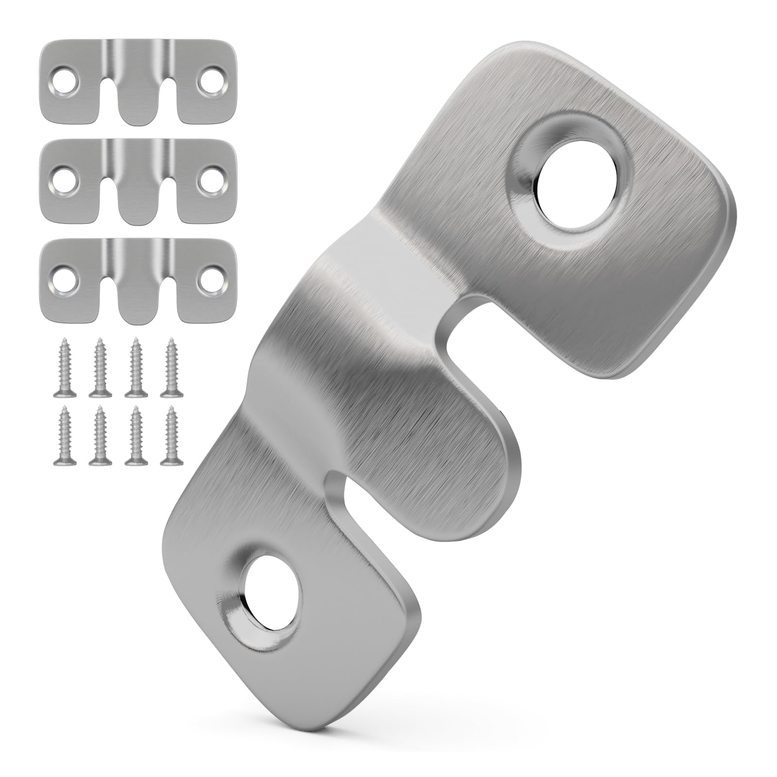 Juego de 4 ganchos franceses para colgar cuadros, accesorios de acero inoxidable para colgar espejos, soporte de pared empotrado, gancho de hebilla para colgar en marco de arte (2 agujeros)