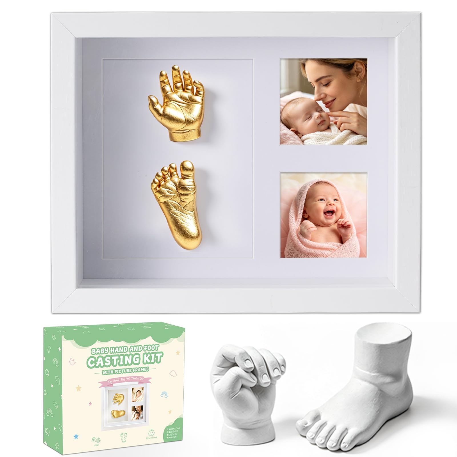 Baby Hand & Foot Casting Kit with Frame, Taricor 3D Baby Casting Kit, Skin-Safe & Non-Toxic Baby Hand Moulding Kit with Paints,Ideal for Personalised Keepsake, Gifts for New Mums & Dads