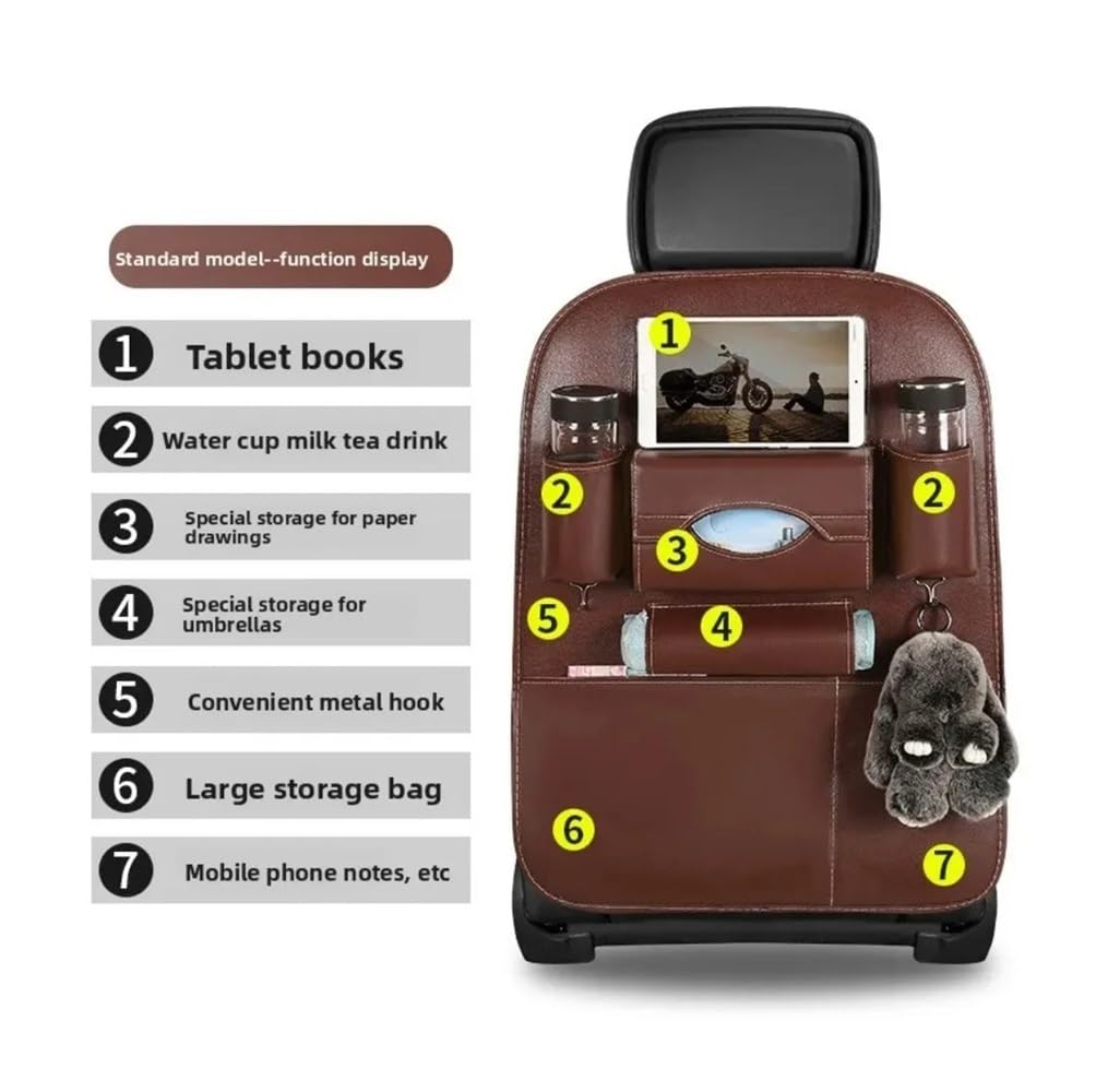 Bigbibi Organizer for Auto Multitasche Impermeabile con Vassoio Pieghevole(Beige with Pallet)