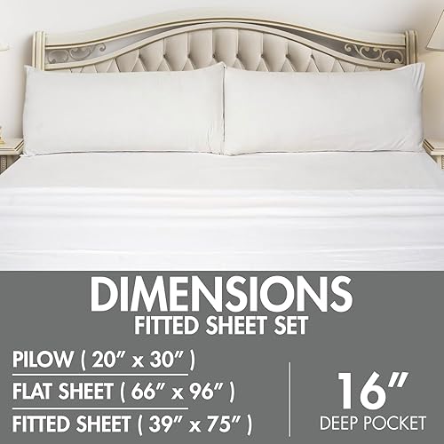 Miniatura 3 de Homes Perception - Juego de sábanas de 3 piezas, microfibra cepillada, bolsillos profundos de 16 pulgadas, resistentes a la decoloración, fácil