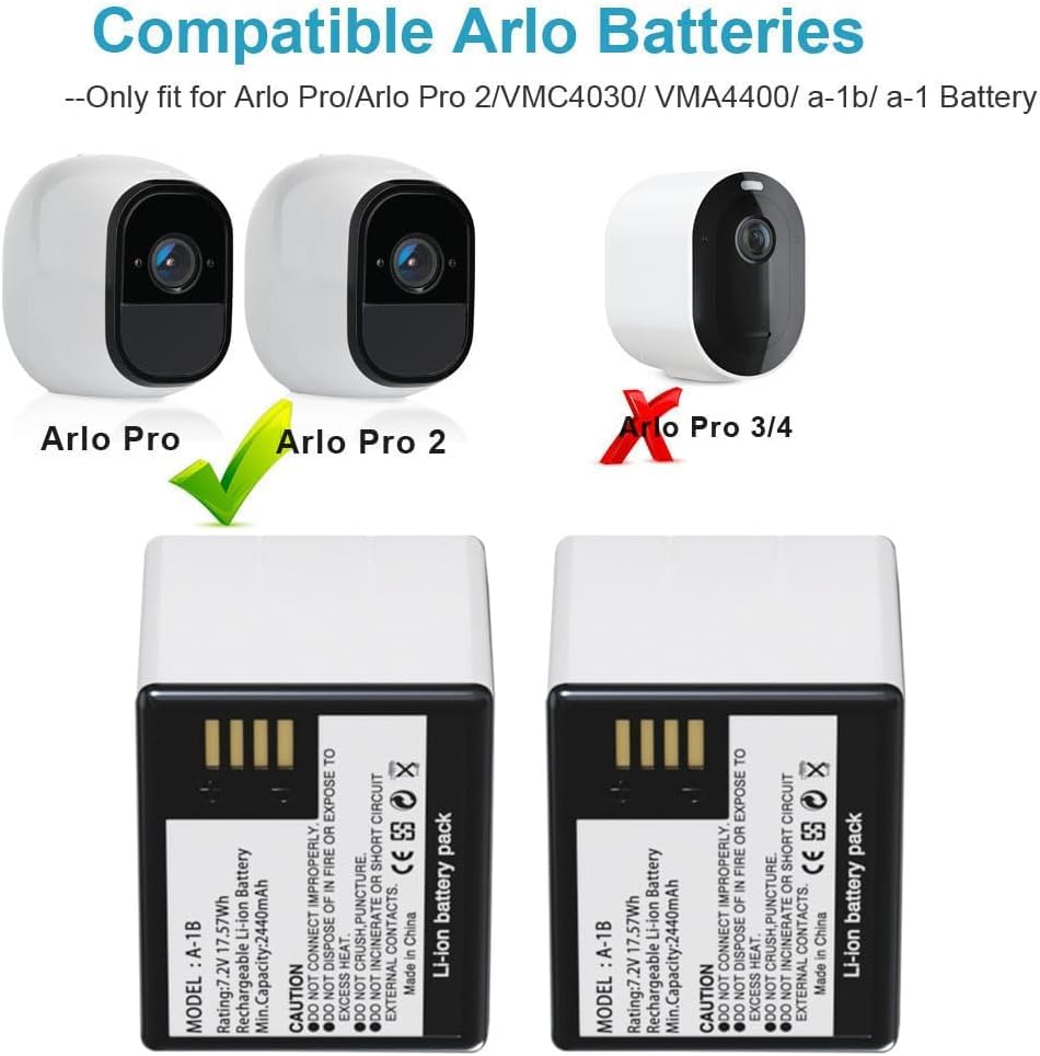 Arlo Charger Battery Chagrer Pack For (VMA4400), 2- Pack