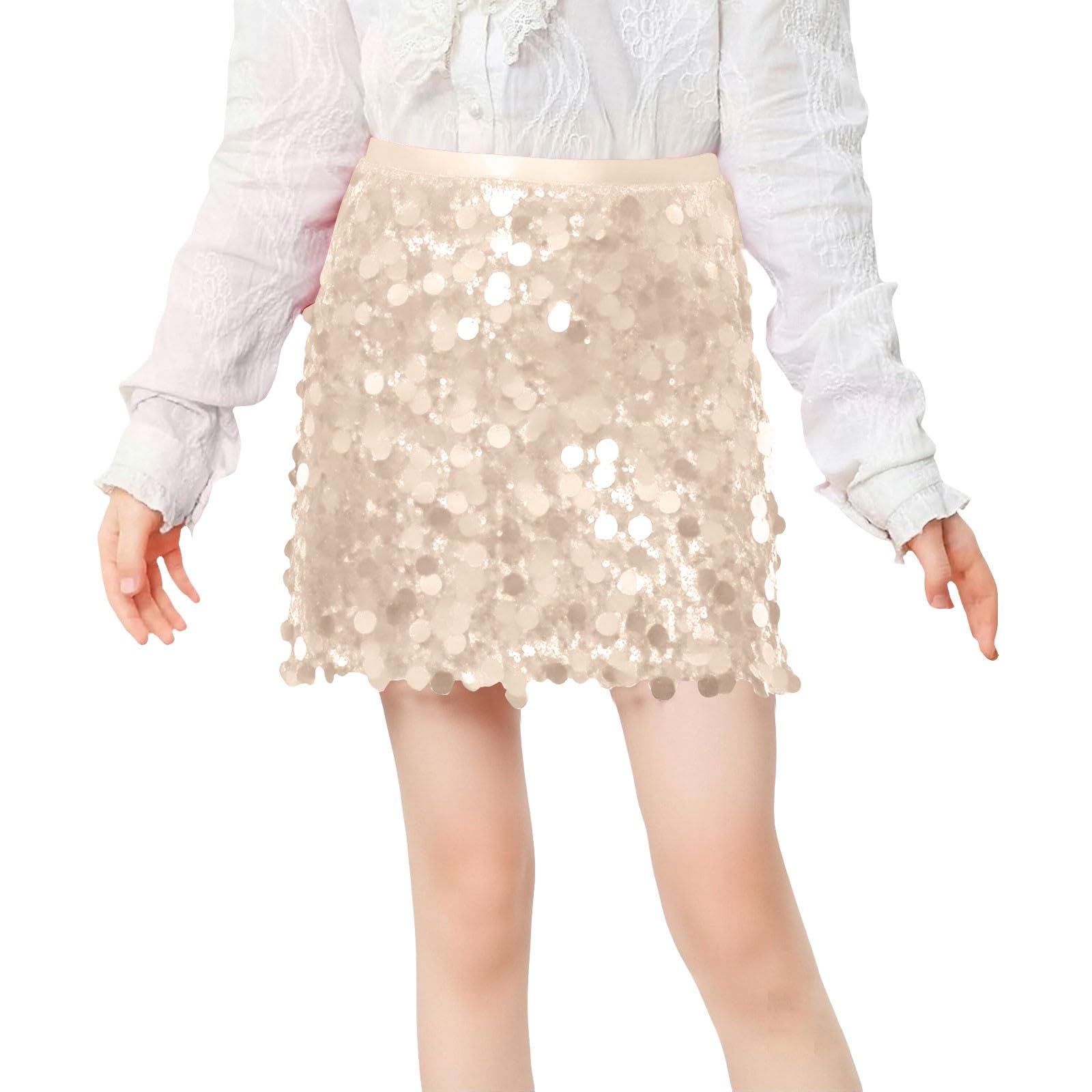 Rock Kinder mädchen Glitzerrock Mädchen Pailletten Rock Elastischer Bund Funkelnde Glitzer Plissee Skorts mit Futter für Kinder Tanz Prinzessinnen Pailletten Gold
