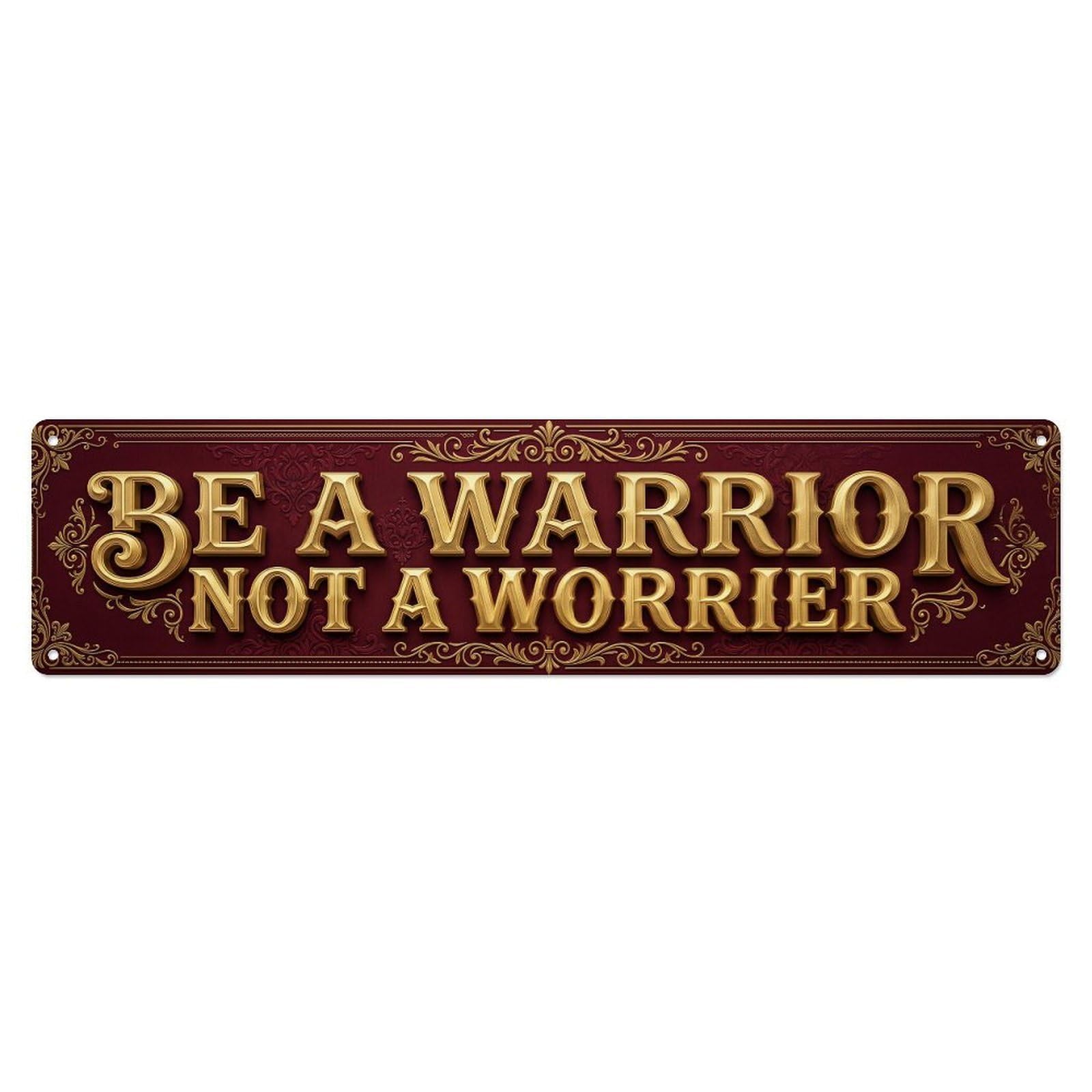 Warrior Not Worrier Strength Metal Tin Sign