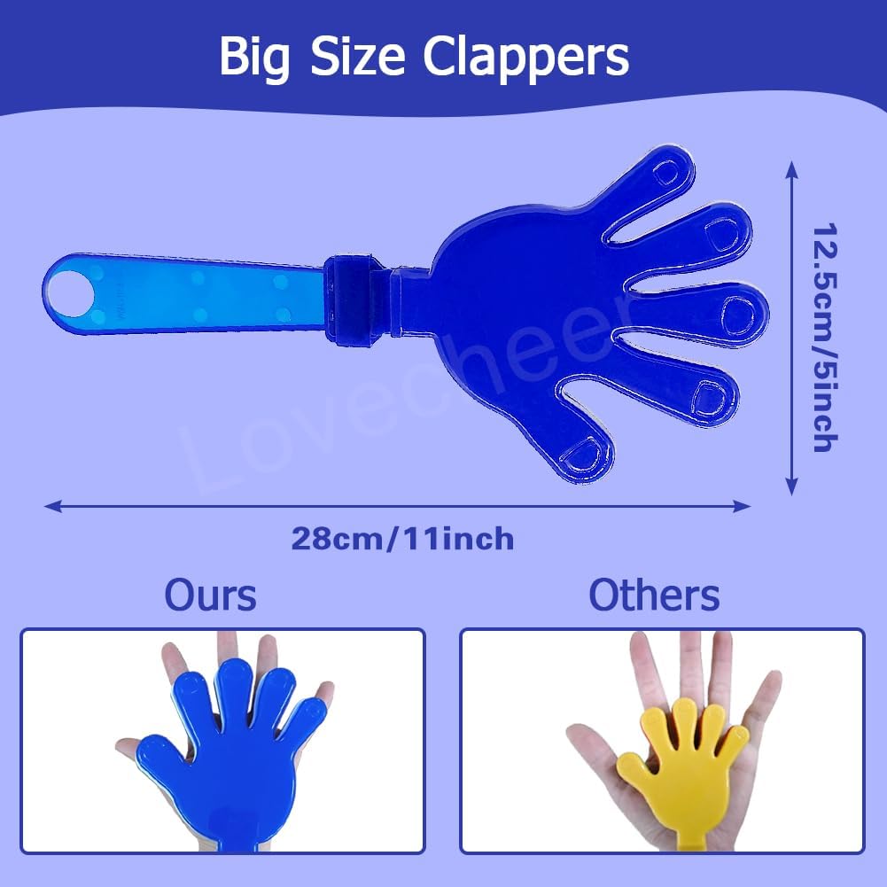 Lovecheer 8PCS Big Hand Clappers Party Noisemakers 11 inch Clapps Sporting Events Cheers for Football Basketball Birthday Gift New Year Christmas Make Noise