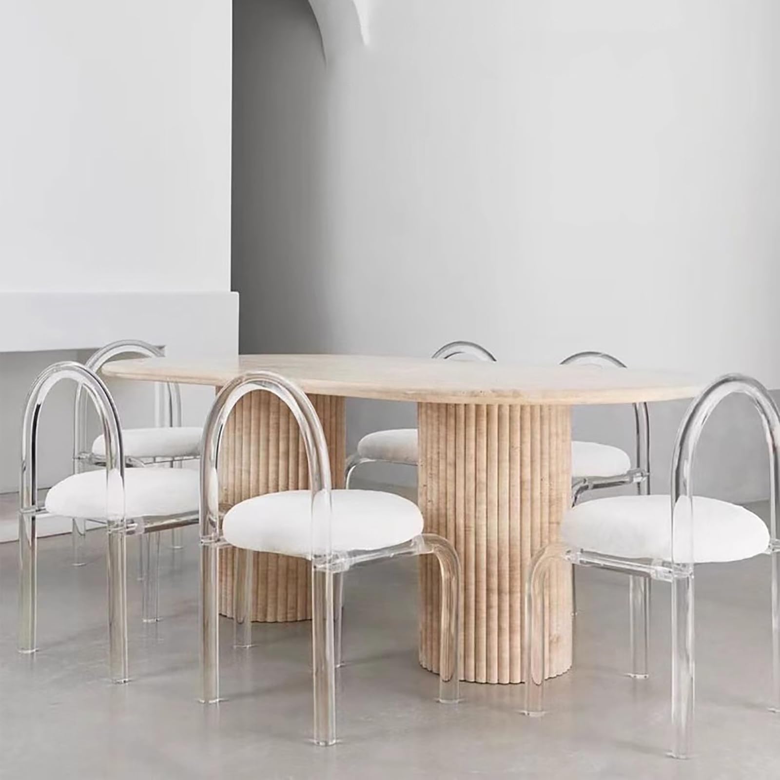 Lot de 4 chaises de salle à manger rembourrées en acrylique transparent et velours pour salle à manger et cuisine