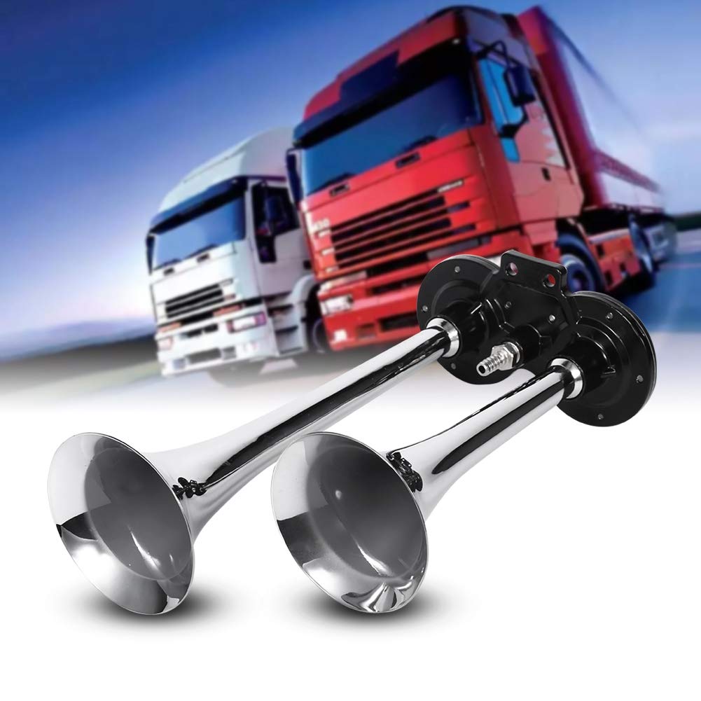Lkw Horn 12V,Hupen & Signalhörner,Zweiklang Fanfare 12V,Doppeltrompeten-Lufthorn,12 V 150 Db Super Lautes Doppeltrompeten-Lufthorn-Kompressor-Auto-Boot-Lkw-Lkw