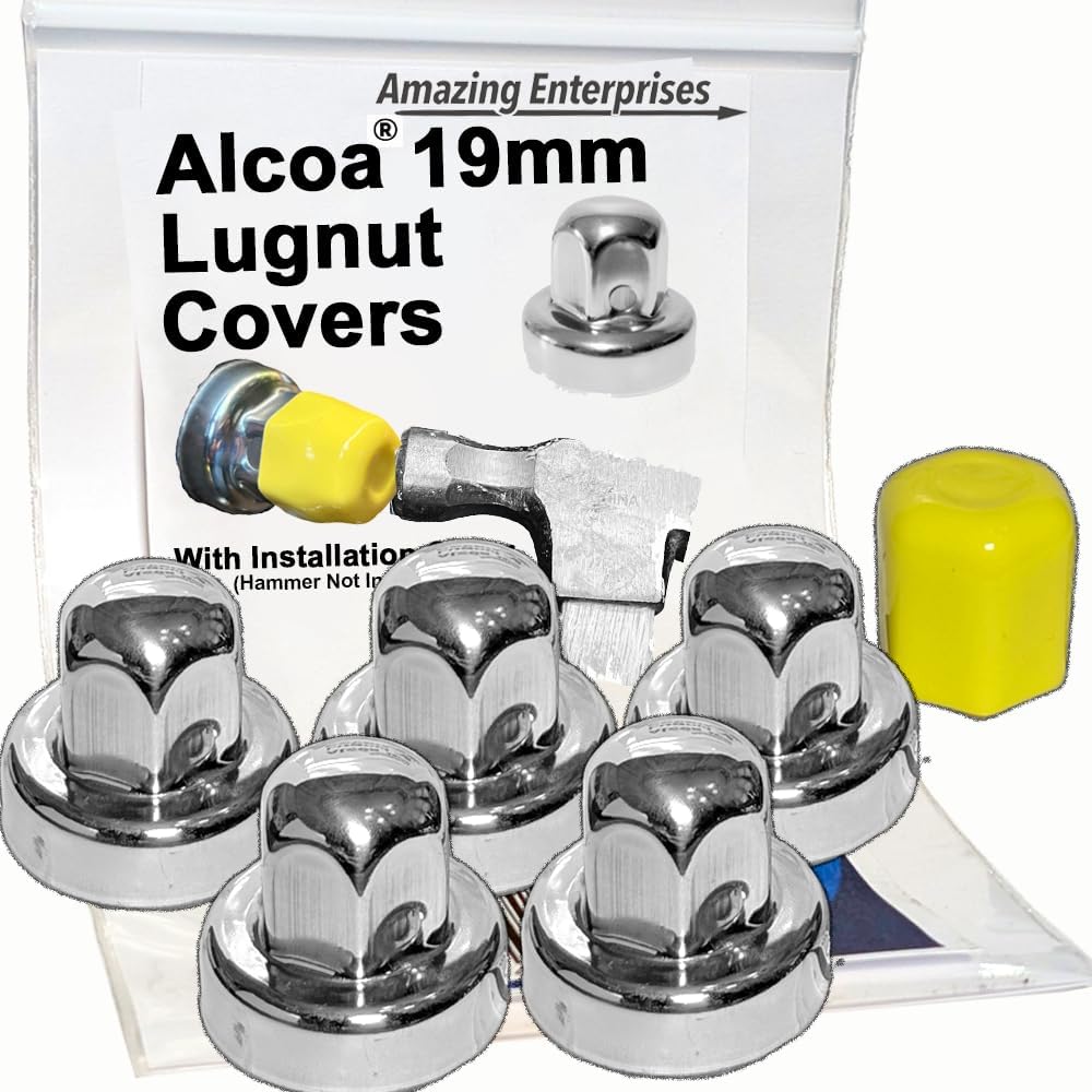 Alcoa, Lug Nut Covers (5 Pieces) Sprinter-Winnebago-Roadtrek-PleasureWay-Leisure Travel, Hide a Lug, 19mm, Stainless Steel, 000135, 000120, Set of 5 LugNuts, All Models: 2006 Through 2020