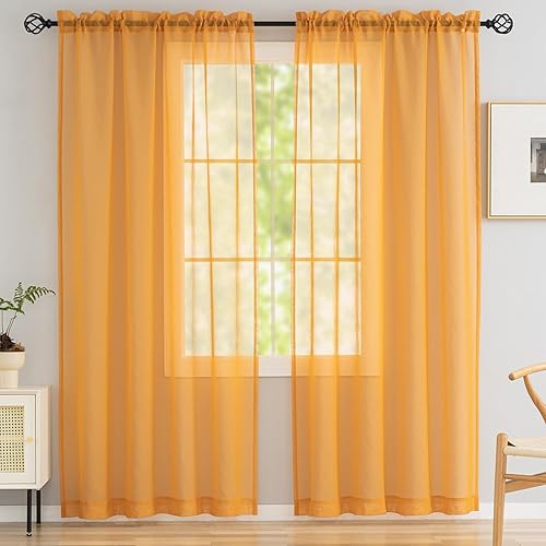 Miniatura 81 de MYSTIC-HOME Cortinas traslúcidas de 84 pulgadas de largo, 2 paneles de cortinas traslúcidas blancas para dormitorio y sala de estar, cortinas para