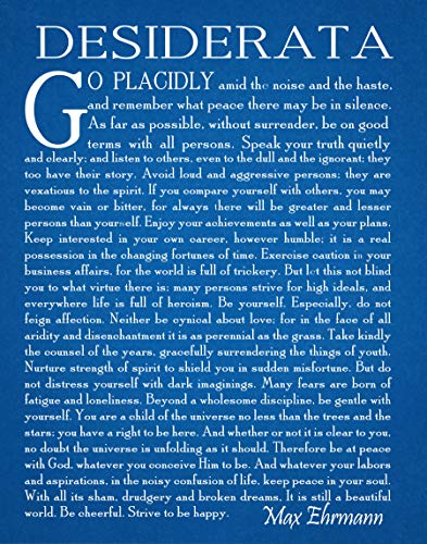 Cuadro de Desiderata en color azul para decorar con poesía salones y zonas de estudio