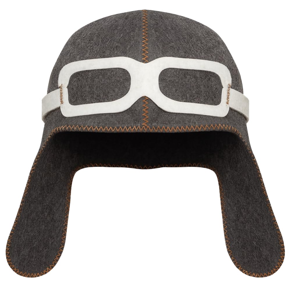 Pilot Sauna Hat for Men & Women Aviator Wool Mens - Banya Hat for Men Felt Sauna Cap for Women Finnish Gray