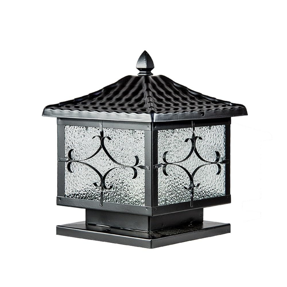 GTHTUHFD Nostalgia Post Cap Lights, Square Deck Fence Lamp, Outdoor Column Lighting For Walkway, Driveway, Patio, Porch,Black-Width:9.8inch/25cm