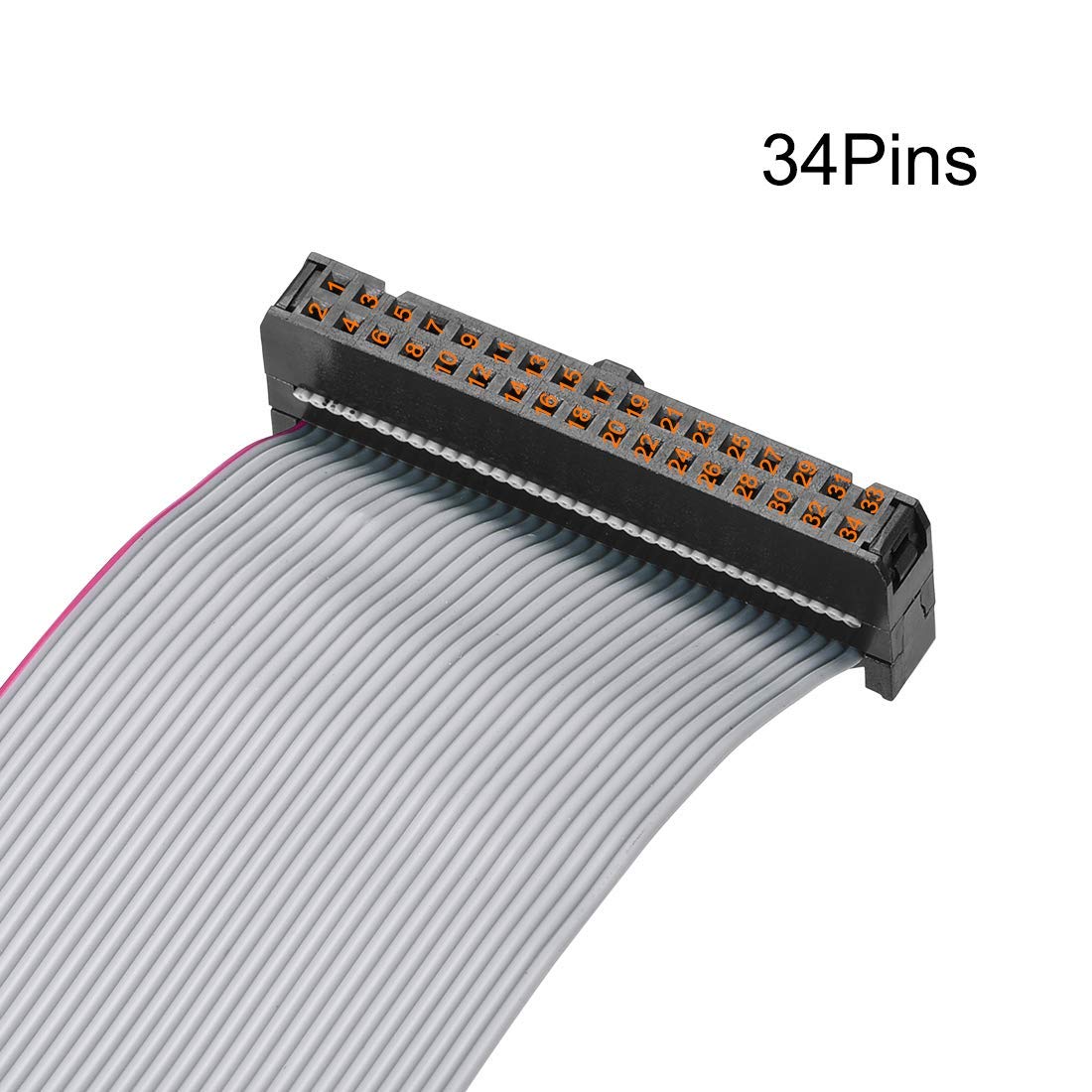 N/A IDC Wire Flat Ribbon Cavo FC/FC Connector A-Type 34Pin 2.54mm Pitch 30cm Length Grey
