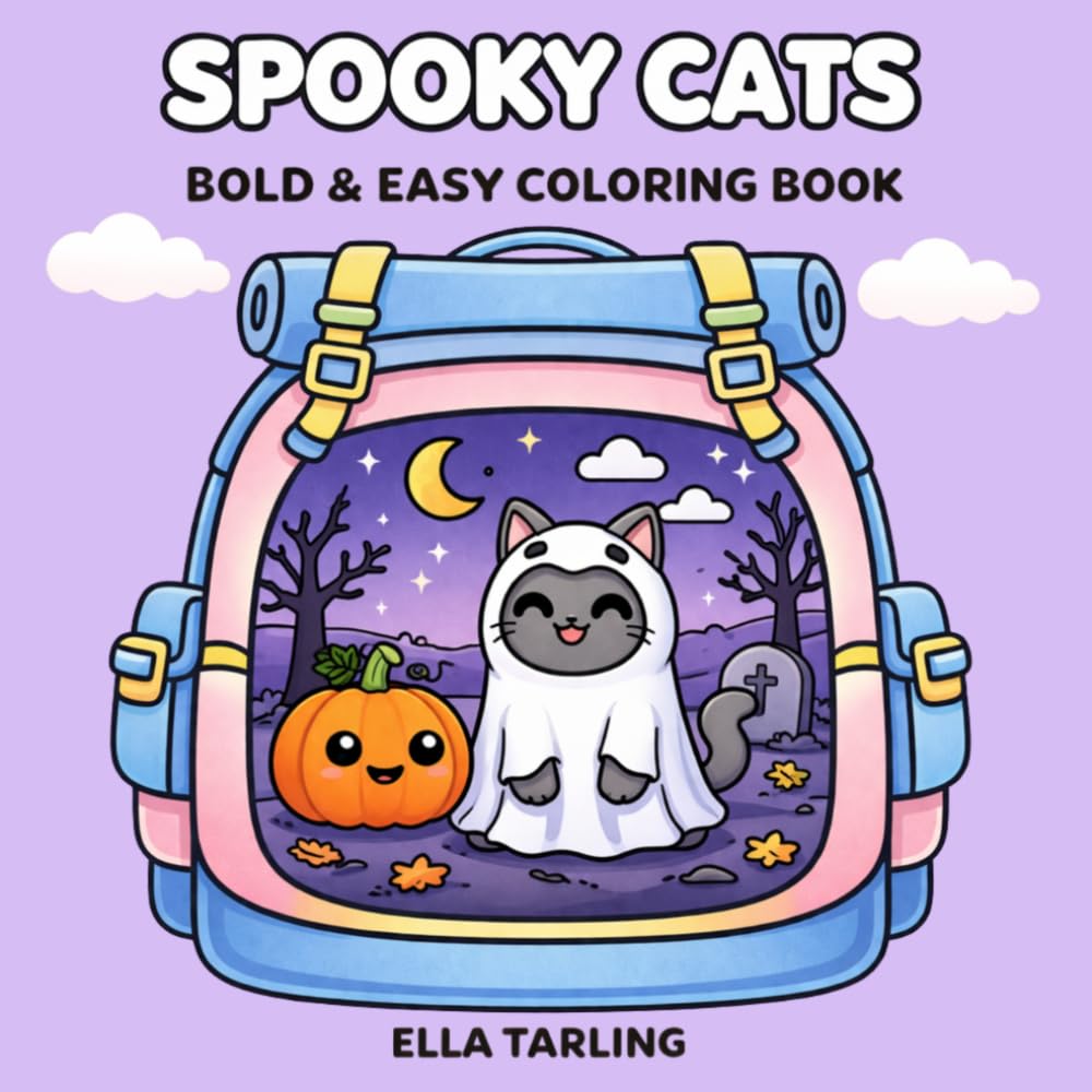Spooky Cats Halloween Coloring Book: Bold & Easy Designs for Kids & Adults | 40 Cute & Simple Coloring Pages for Relaxation & Fun (Spooky Cozy Collection)