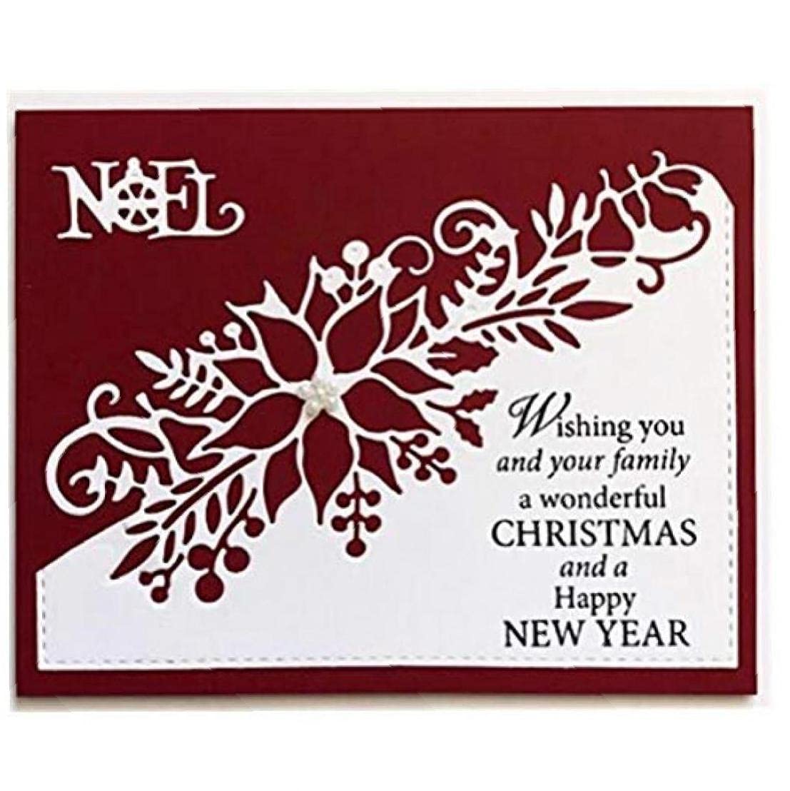 Ruluti Metal Cutting Die 3D Stamp Flower Corner Xmas Christmas Poinsettia Craft Frame Paper Scrapbooking Card For Diy Scrapbooking Album Paper Card Photo Decorative