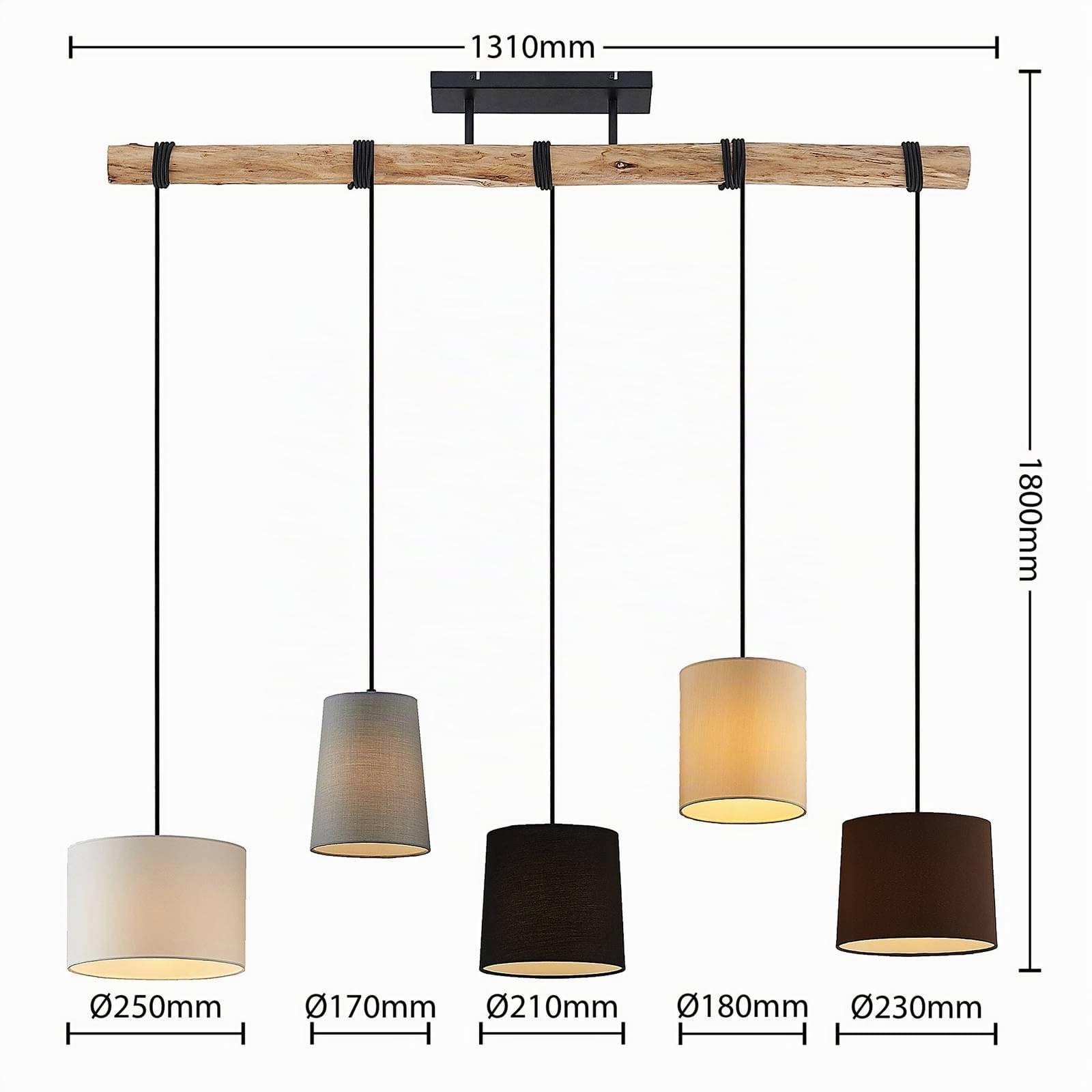 Lindby Lampada a sospensione dimmerabile (Moderno) colore Ocra, in Legno ad es. Soggiorno & Sala da pranzo lampada tessuto soffitto plafoniera