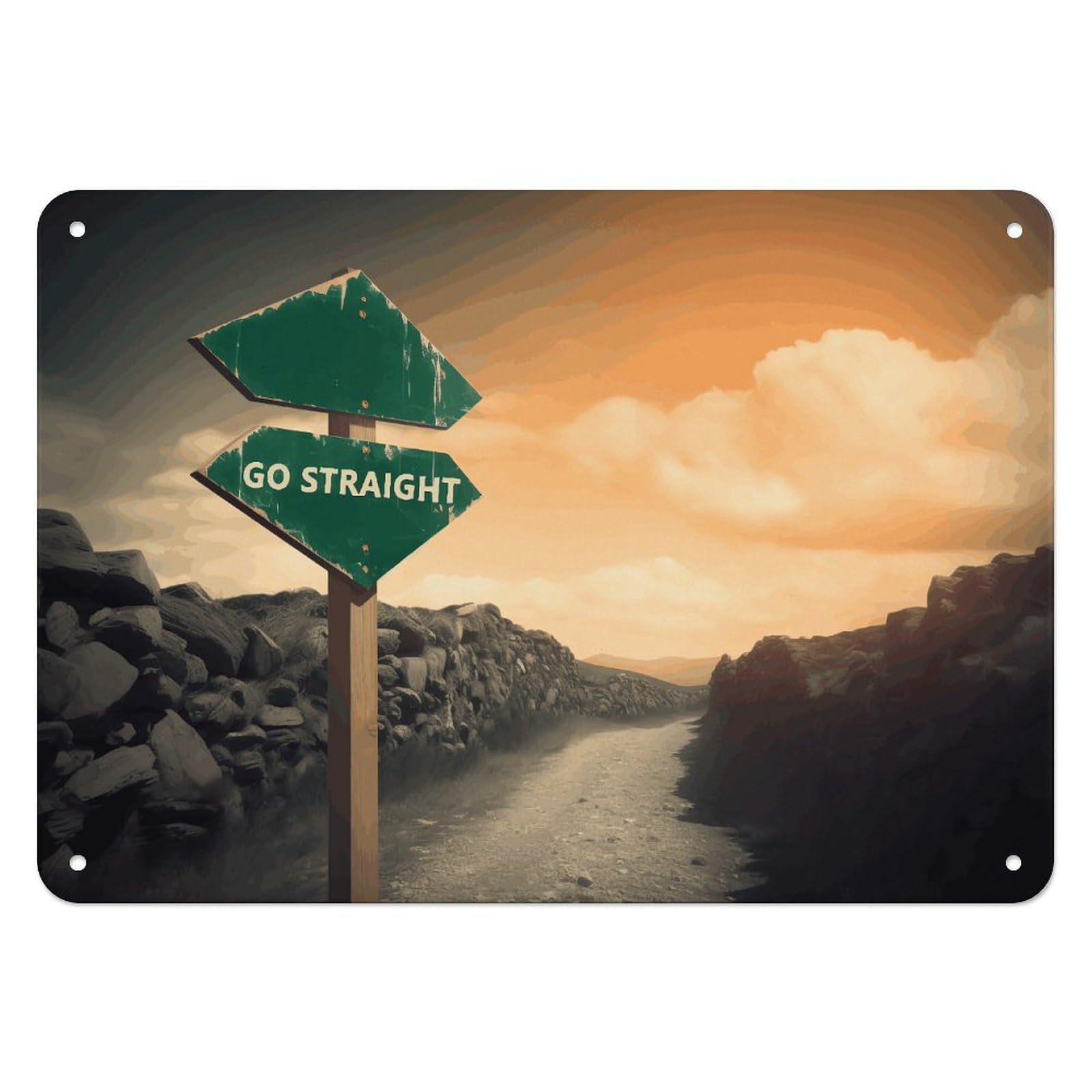 Btcowzrv Style Guidance On The Road Metal Sign, 5.5" X 7.9" Tin Wall Decor, Wall Art Plaques For Home Wedding Decor Room Living Room Decoration