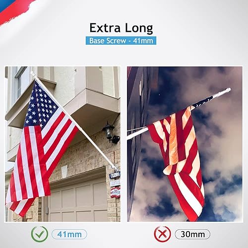 Miniatura 4 de Mástiles de bandera para casa exterior, poste de bandera de 5 pies con soporte y anillos, kit de asta de bandera de acero inoxidable montado