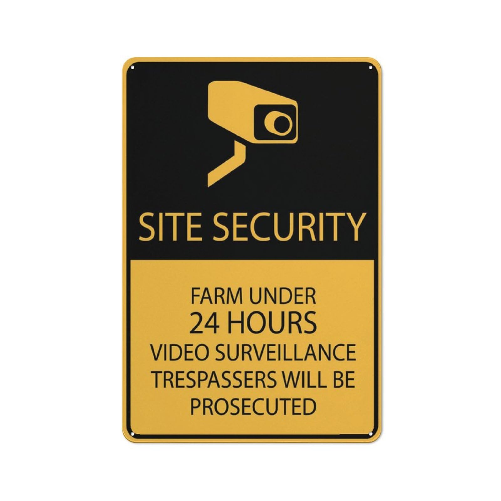 Site Security Farm Under 24 Hours Video Surveillance Trespassers 12X8 Inches Metal Aluminum Signs, Weather Resistant, Weatherproof, Indoor Or Outdoor