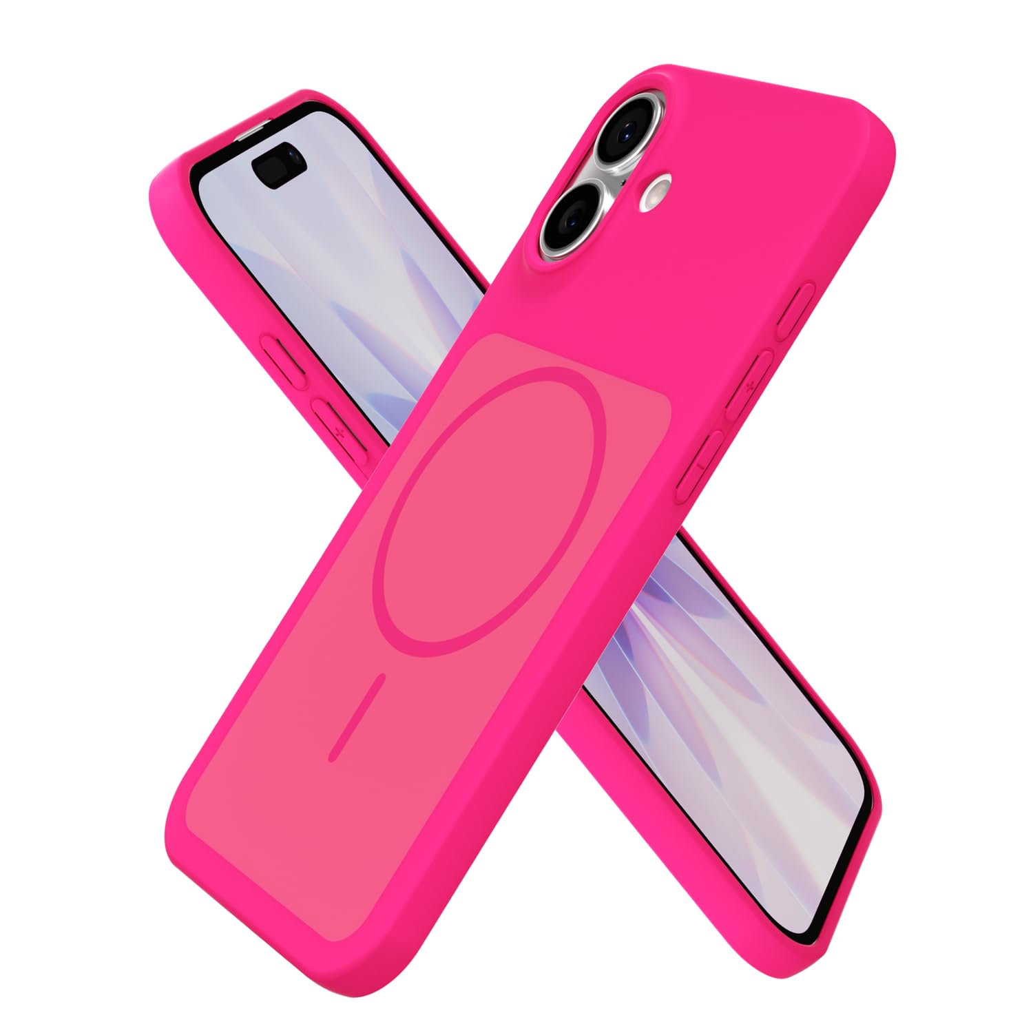Coque pour iPhone 17 mince évite les rayures protection magnétique rose flashy - 3