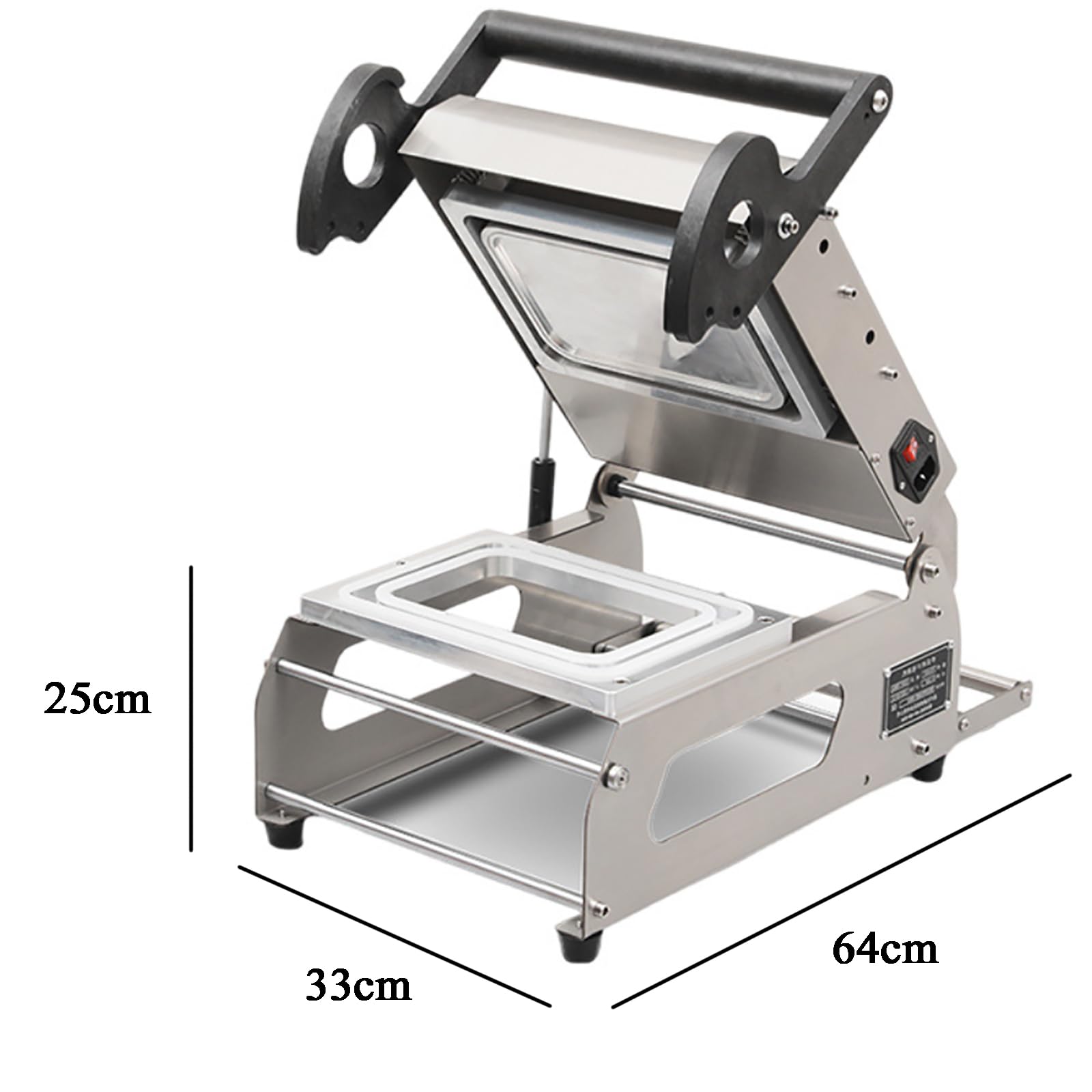 Máquina de envasado de alimentos para llevar, sellador manual de bandejas, 600 W, capacidad de producción: aprox. 480 cajas/h, rango de temperatura: 0-200 ℃, ideal para tiendas de delicatessens y