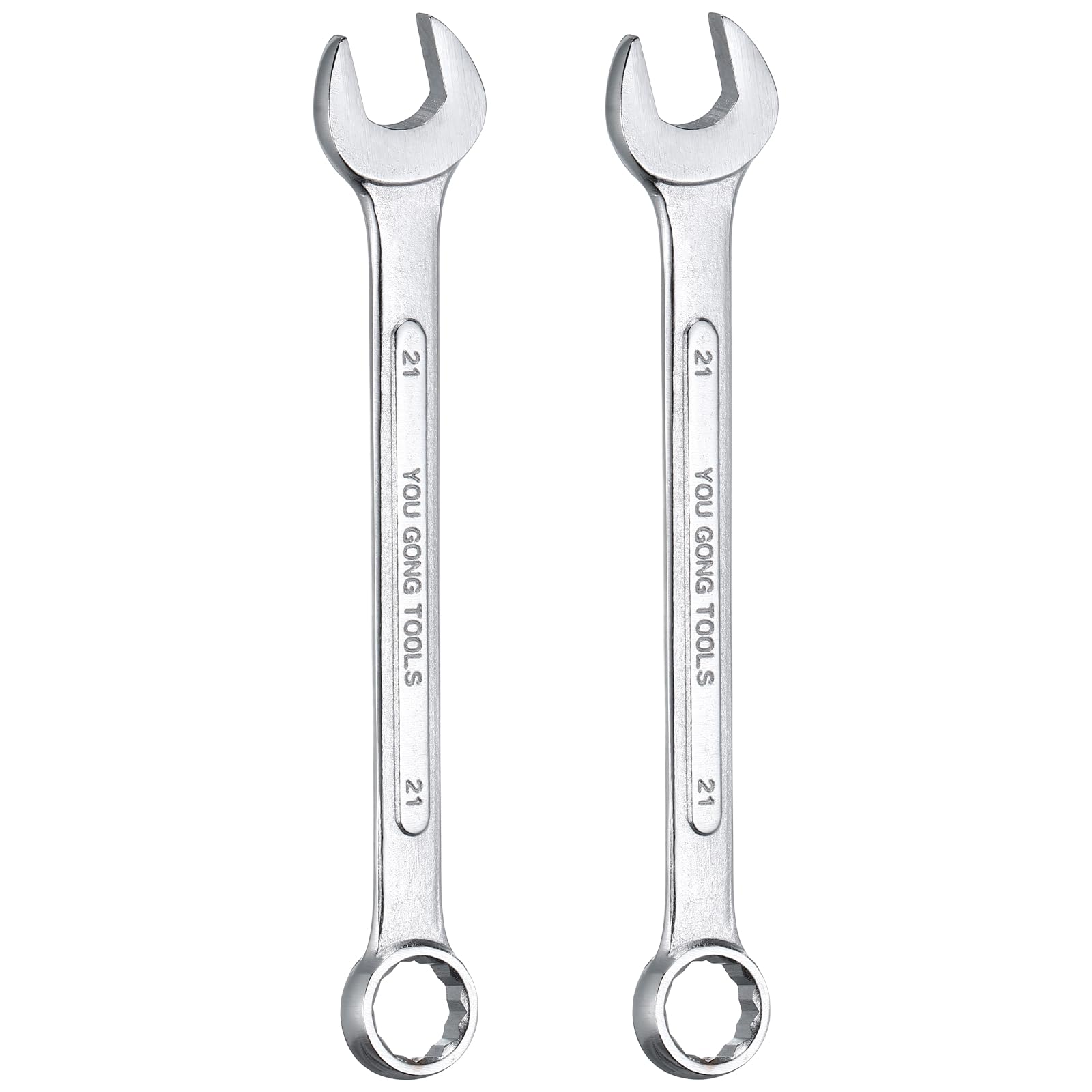 sourcing map 2Pcs Metric Combination Wrench 21mm Open End & 15-Degree Offset 12-Point Box End Double Ended Wrenches Spanners Tools for Household Automotive Machinery DIY Repair