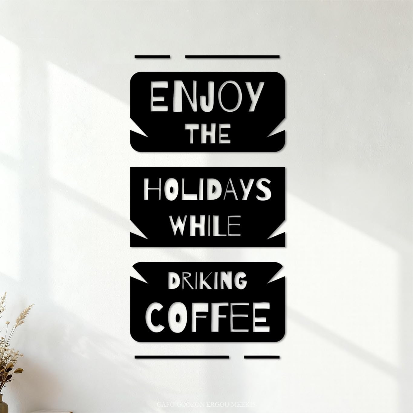 Fine Carving Decals Enjoy the Holiday While Drinking Coffee Modern Coffee Typography 54.4x106.2cm Equipped with Transfer Film kit Black