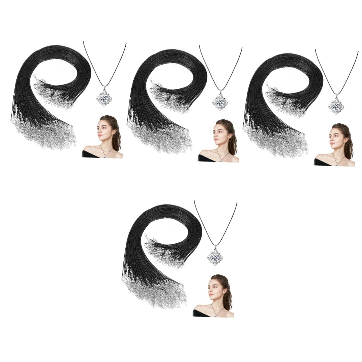 400 Pcs Pendentif en Cuir Noir Corde De Cire avec Fermoir pour Colliers