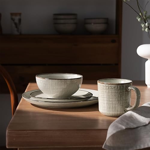 Miniatura 7 de famiware Moonlight - Juego de 4 tazas de café de 13 onzas con acabado de lino, juego de tazas de café con asa para café con leche, capuchino, té,