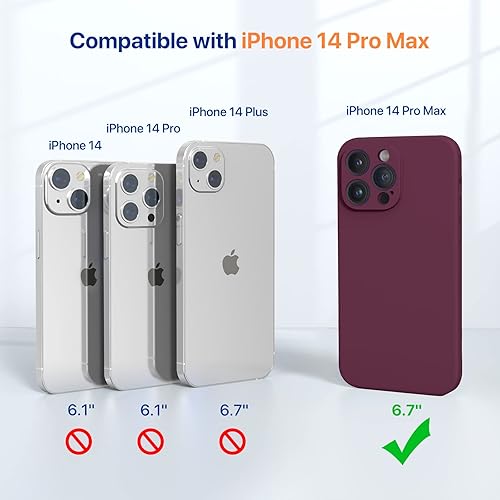 Miniatura 6 de Miracase - Funda diseñada para iPhone 14 Pro Max de silicona líquida, a prueba de golpes, con protector de pantalla, protección para cámara y forro