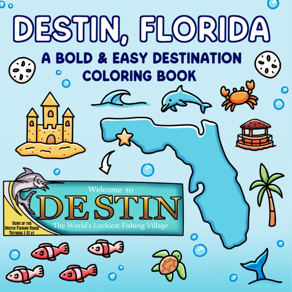 Destin, Florida: A Bold and Easy Destination Coloring Book