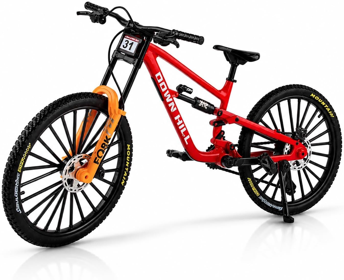 Generisch Universal Finger Bicycle Model, 1:10 Mountain Bike Model Toy, Finger Mountain Bike Model Decoration, Miniature Finger Bike, Mini Bending Bicycle Model (Red-31)