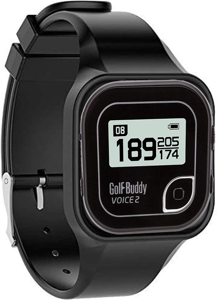 Golf Buddy Voice 2 Talking GPS Rangefinder (Bundle), Long Lasting Battery Golf Distance Range Finder & Silicon Strap Wristband (Voice 2, Black Voice 2 + Black Wristband) : Electronics