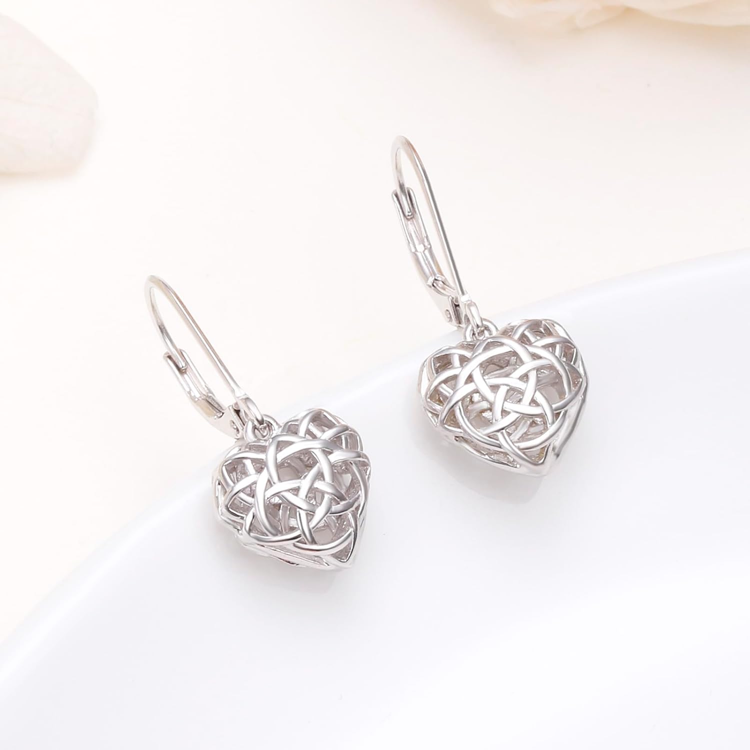 Valentines Day Gifts S925 Sterling Silver Heart Dangle Drop Leverback Clasp Lever back Earrings for Women Jewelry - Image 4