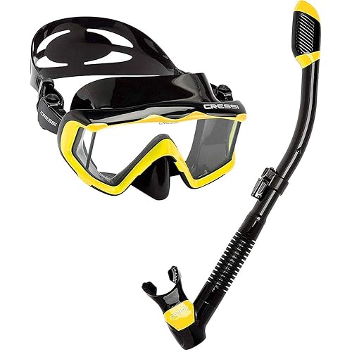 Cressi Panoramic Wide View Mask & Dry Snorkel Kit for Snorkeling, Scuba Diving - Pano 3 & Supernova Dry: Designed in Italy