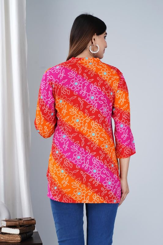 Image of Jikonet Women's Printed Rayon Straight Short Kurti