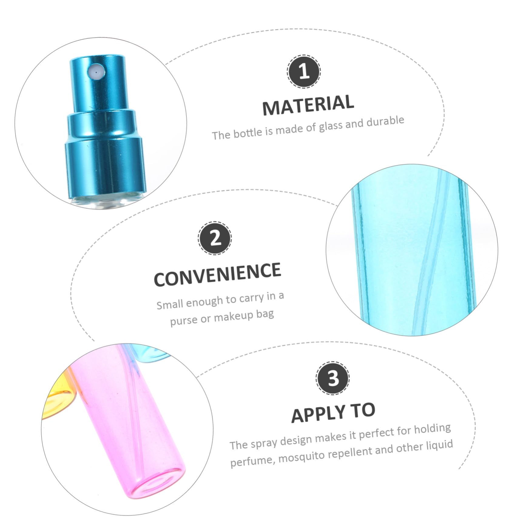 12piezas Botella de Perfume Atomizador Pequeña de Frasco de Vidrio para Perfume Botella de Viaje para Maquillaje y Cosméticos