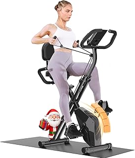 Dskeuzeew Cyclette Pieghevole da Casa 4 in 1, Bicicletta magnetica pieghevole, Cyclette 8 livelli di resistenza, monitor LCD e sensore di frequenza cardiaca