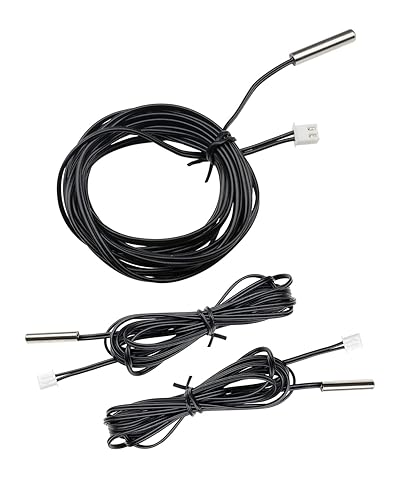 diymore Sonda de sensor de temperatura de 10 K, sonda de temperatura de 6.6 ft, 3 piezas de acero inoxidable 3950 NTC sonda de sensor de temperatura