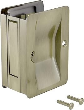 Richelieu Onward Passage Pocket Door Pull, Rectangular, Antique Brass