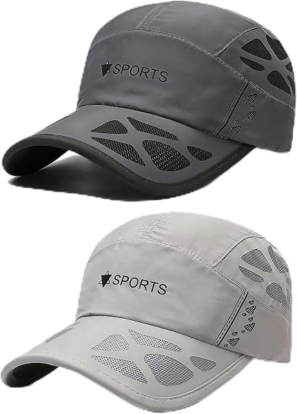 Casquette de Baseball Homme Femme, 2 Pcs Casquettes Running de Séchage Rapide Respirantes, Réglable Pliable Légère Anti UV Chapeau Soleil été pour Golf Cyclisme Randonnée Sports D'extérieur - 1