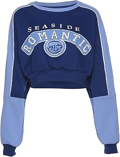 Yizc Women's Print Sweatshirt,Crop Tops Long Sleeve Lightweight Sweater,Casual Vintage Shirt Fashion Sweatshirt