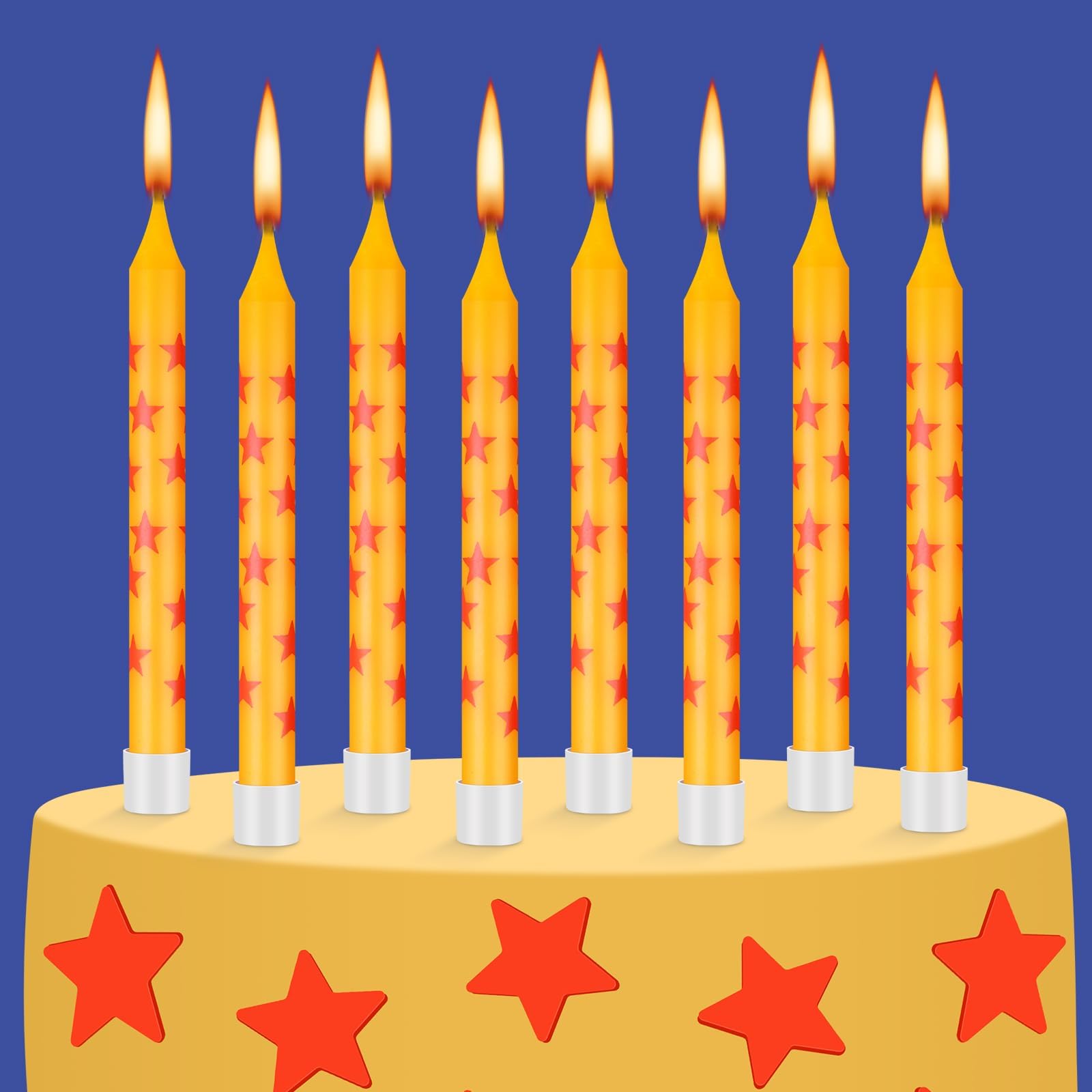 12 Pcs Anime Theme Birthday Candles Yellow and Red Stars Print Themed Birthday Cake Candles Cupcake Topper for Boy and Husband 7 Stars Balls Themed Party Decoration Supplies