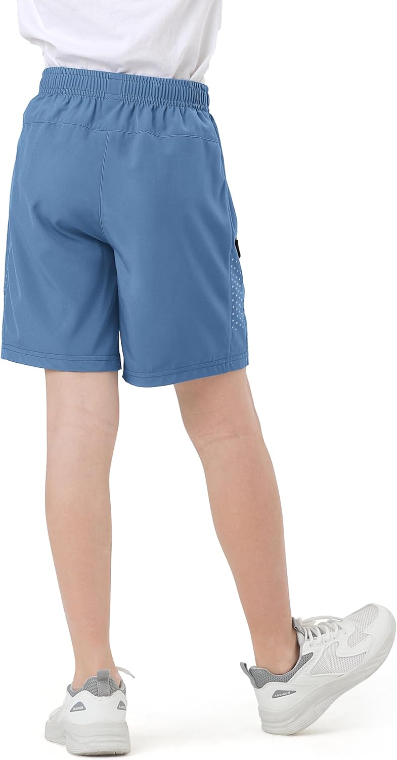Youth Kids Athletic Shorts Quick Dry Lightweight Breathable Comfy Zipper Running Soccer Size 5-16 Outdoor Active Gym Workout - Image 3