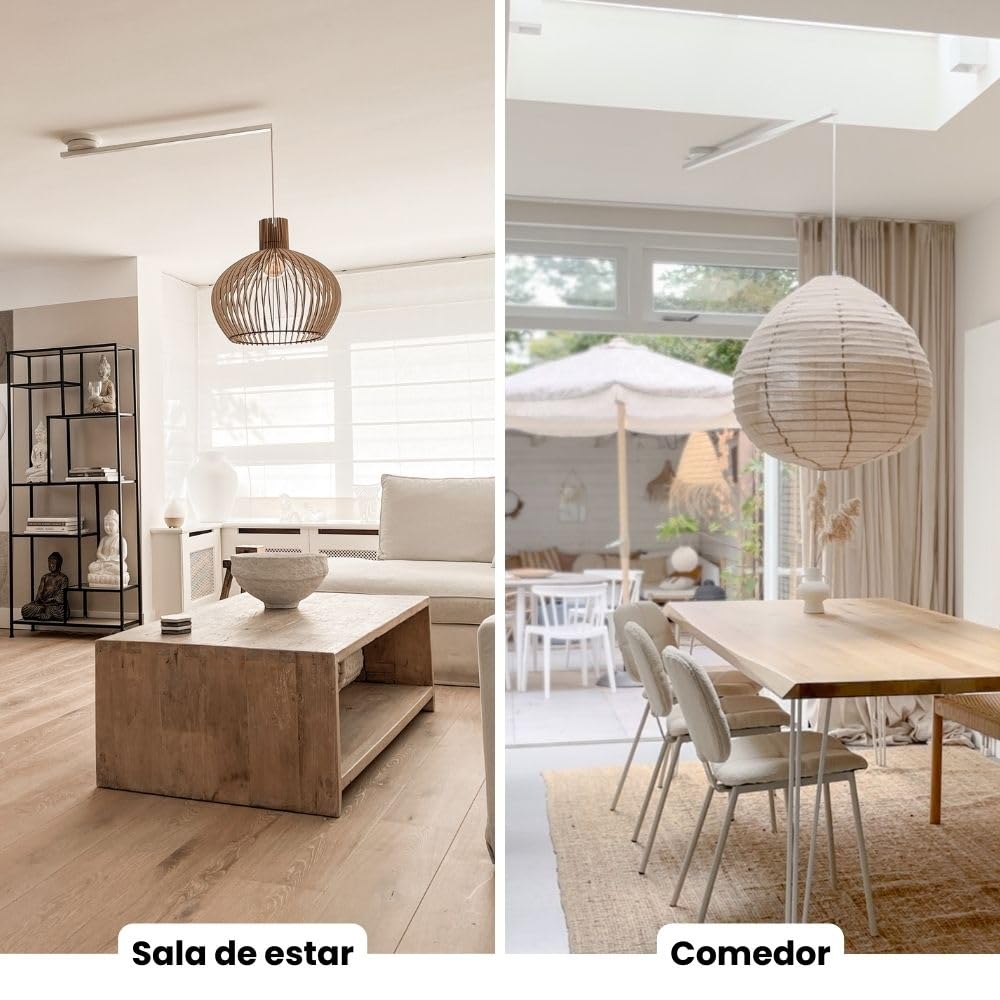 Lightswing® Single Sistema de Suspensión para 1 Lámpara Colgante - Blanco Mate - 90 cm - Sistema de Lámpara Ajustable - Fácil de Instalar - Soporte Lámpara Techo - Lámpara de Techo