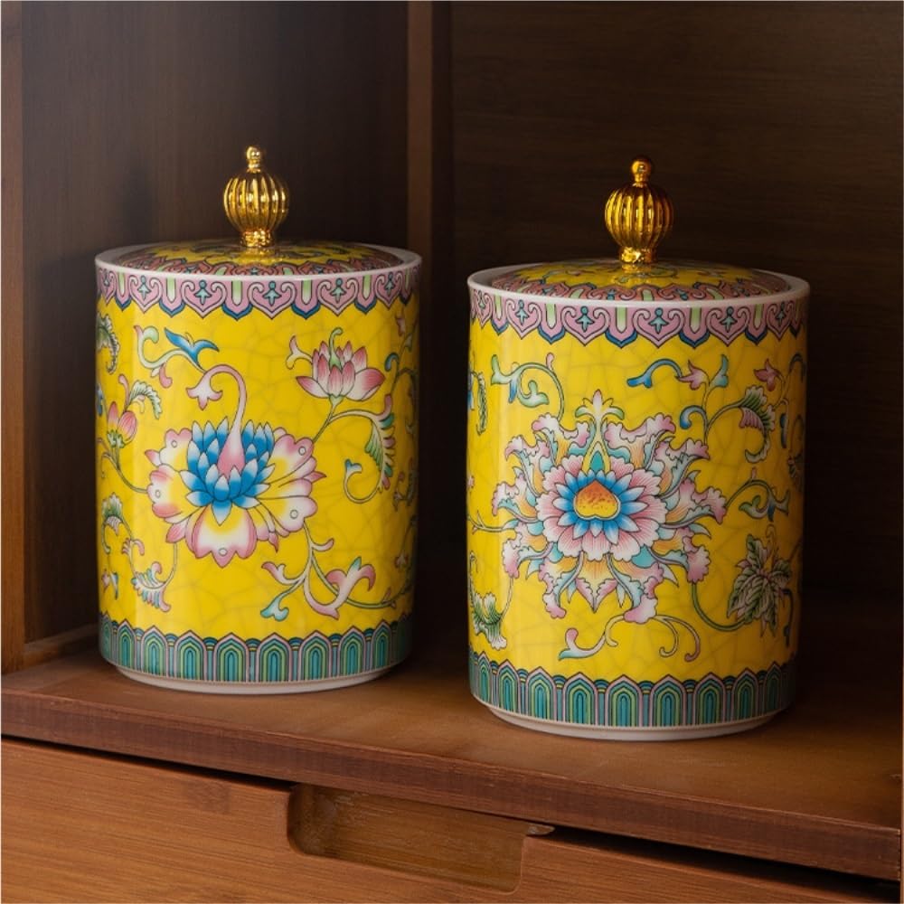 Ceramiczny pojemnik na herbatę, kreatywny emaliowany pojemnik do przechowywania herbaty, mały ceramiczny słoik z zamknięciem, zestaw do herbaty w stylu retro, chiński, podwójny słoik, pojemnik na he