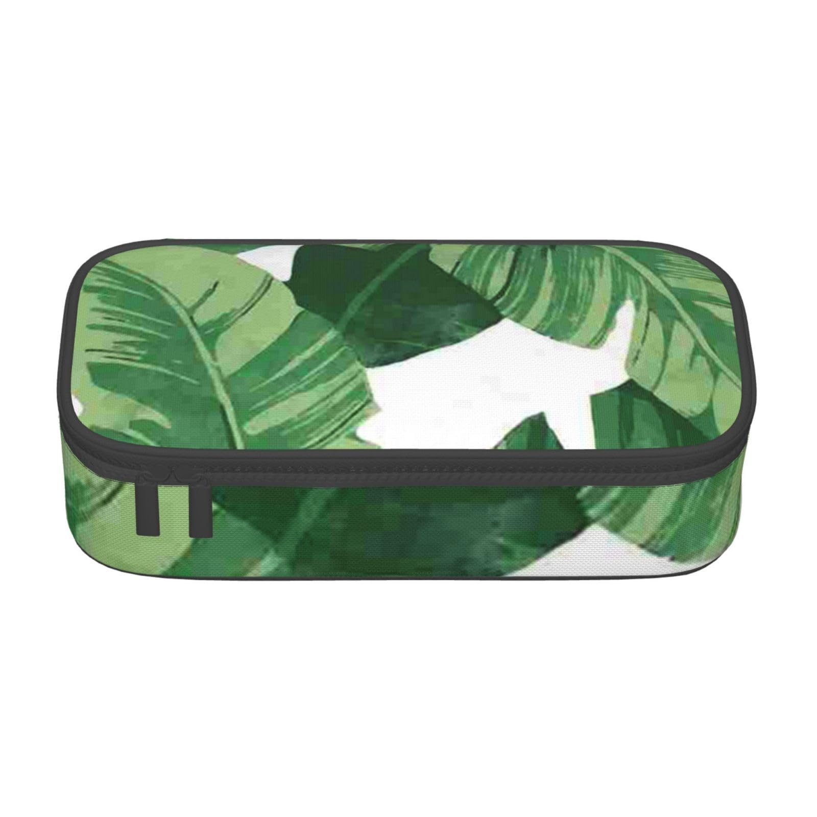 KWQDOZF Cute Green Palm Leaves Pencil Case Large Capacity Pencil Bag Pen Pouch Makeup Bag for Girls Boys School Office and Travel