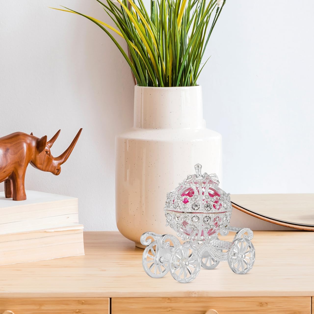 NOLITOY Carriage Trinket Box: Rhinestone Princess Carriage Jewelry Box Wedding for Women - Fairy Tale Fans Elegant Home Decor - Image 4