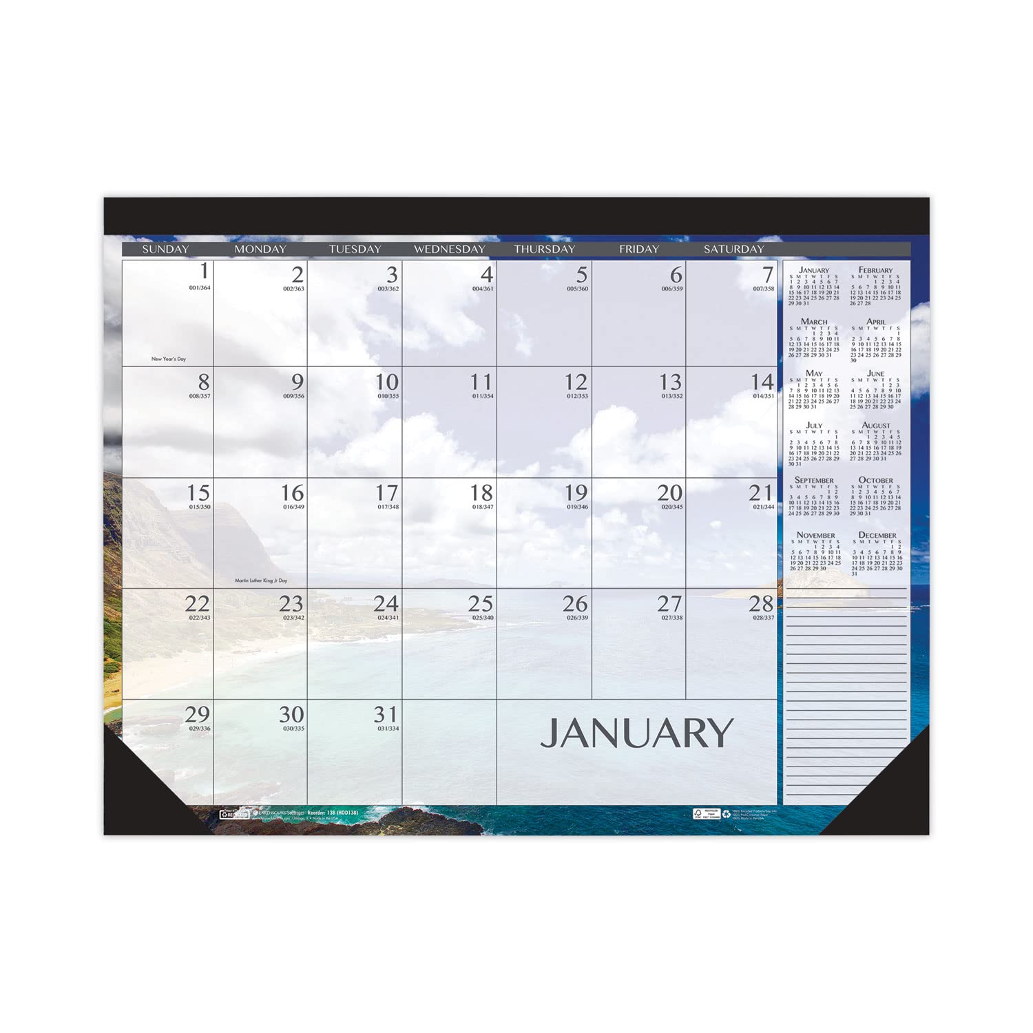 House of Doolittle Monatlicher Schreibtischunterlage 2022, Kalender mit Erdlandschaften und Meereslandschaften, 55,9 x 43,2 cm, Januar bis Dezember (HOD138-22)