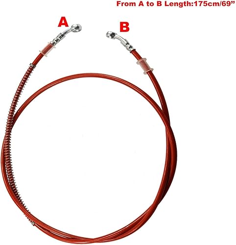 Miniatura 2 de PRO BAT Tubería de manguera de freno hidráulico trenzado de 70 ''68.9 in para chino GY6 Scooter ATV Dirt Bike Go Kart 0.394 in Banjo extremos naranja